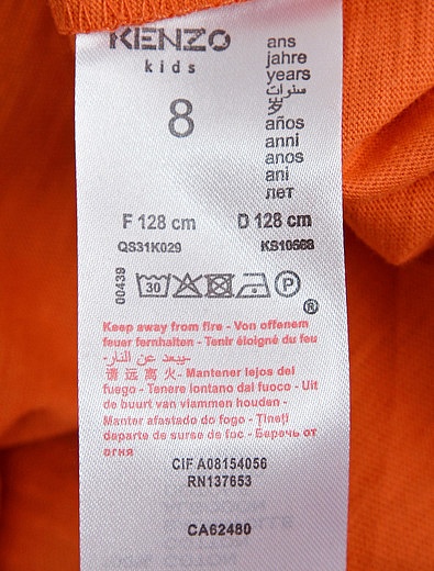 Оранжевая футболка со слоном KENZO - 1134529179288 - Фото 3