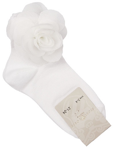 Белые носки с цветочной аппликацией Story Loris - 1534509270897 - Фото 1