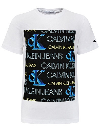 Белая футболка с принтом CALVIN KLEIN JEANS - 1134619174087 - Фото 1