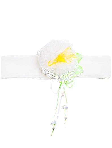 Белый пояс с цветком Aletta - 1642108770011 - Фото 1