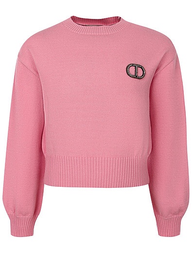 Розовый джемпер с логотипом со стразами TWINSET - 1264509281875 - Фото 1