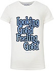 Хлопковая футболка с принтом "Looking Good Feeling Good" - 1132109880401