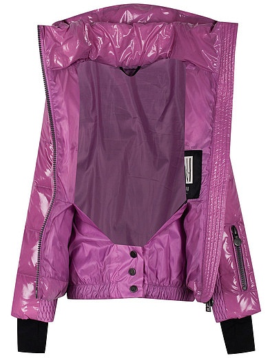Розовая пуховая куртка с отделкой из меха енота NAUMI - 1072609980327 - Фото 7