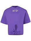 Фиолетовая футболка с узлом спереди - 1134509415870