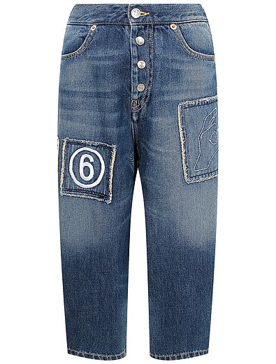 Укороченные джинсы с патчами MM6 Maison Margiela - 1164529181097 - Фото 1