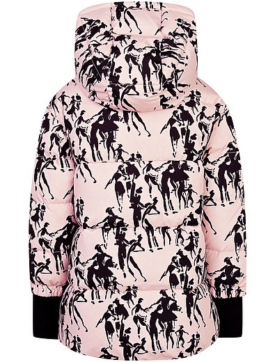 Розовая пуховая куртка с абстрактным принтом NAUMI - 1073009880019 - Фото 4