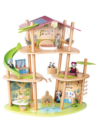 Кукольный мини-домик Бамбуковый дом семьи панд с фигурками и мебелью в наборе Hape - 7134529280506 - Фото 1