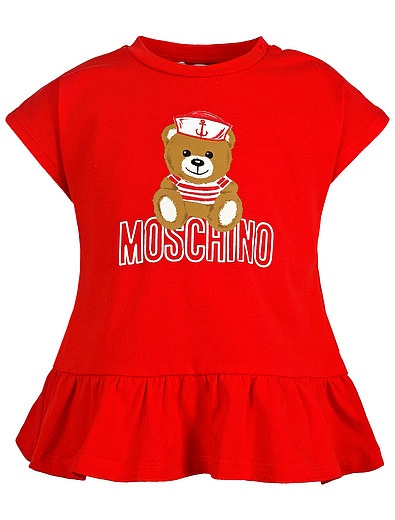 Красный комплект из леггинсов и футболки с баской Moschino - 3024509374698 - Фото 3