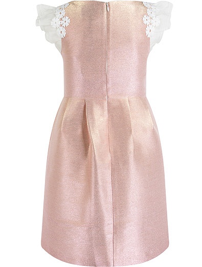 Платье цвета розового золота с белым кружевом на рукавах CHARABIA - 1052609780615 - Фото 3
