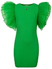 Зелёное платье с оборками на рукавах - 1054509413235