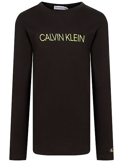 Черный лонгслив с контрастным логотипом CALVIN KLEIN JEANS - 4164519185255 - Фото 1