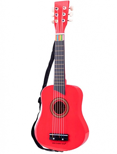 Музыкальная игрушка:деревянная гитара красная New Classic Toys - 7134529080427 - Фото 1