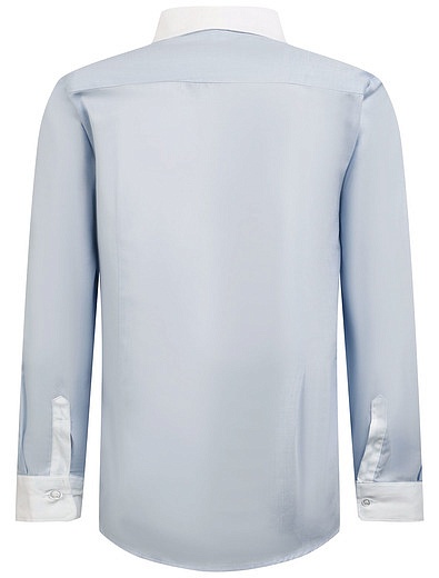 Голубая рубашка с белыми манжетами и воротником Aletta - 1014519281521 - Фото 2