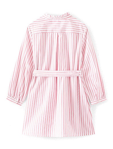 Платье-рубашка в бело-розовую полоску из хлопка Bonpoint - 1054509187006 - Фото 2