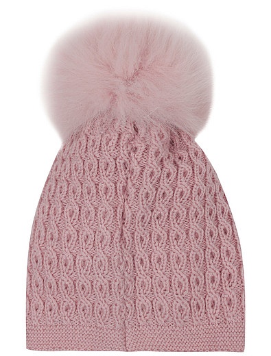 Розовая ажурная шапка с меховым помпоном Marlu - 1354509081954 - Фото 2