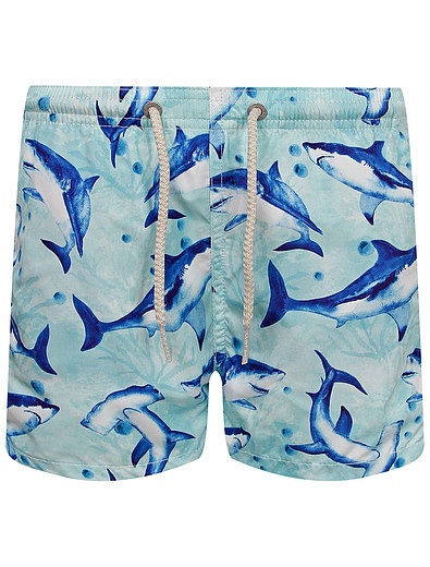 Голубые пляжные шорты с акулами MC2 Saint Barth - 4104519272708 - Фото 1