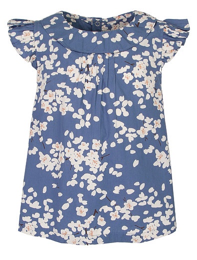 Синяя блуза с цветочным принтом PETIT BATEAU - 1034509411684 - Фото 1