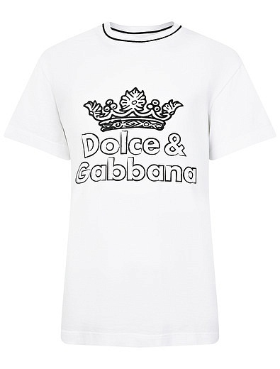 Футболка с короной и контрастным воротником Dolce & Gabbana - 1131219980308 - Фото 1