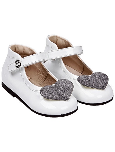 Белые лакированные туфли с сердечками Florens - 2011209980015 - Фото 1