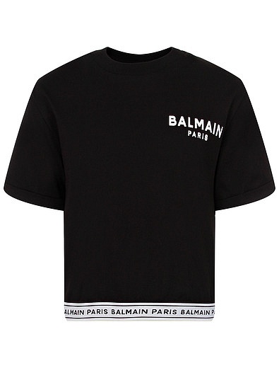 Укороченная черная футболка Balmain - 1134509378724 - Фото 1