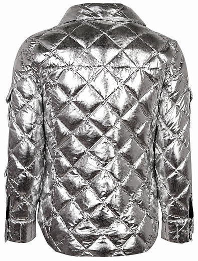 Стеганая серебряная куртка с накладными карманами NAUMI - 1074209880014 - Фото 4