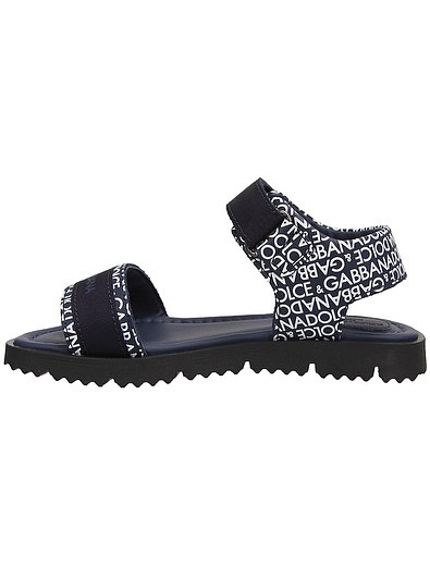 Кожаные сандалии с принтом логотипа Dolce & Gabbana - 2074519410108 - Фото 3