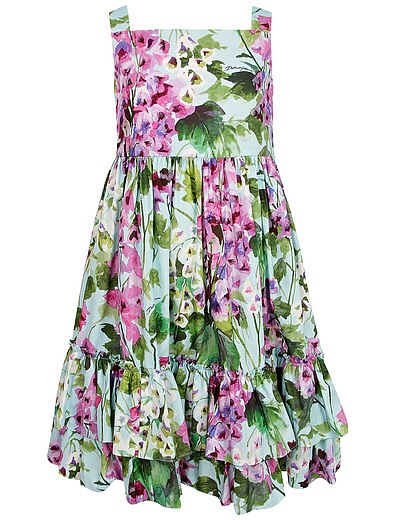 Платье с цветочным принтом и широкой оборкой Dolce & Gabbana - 1054609272046 - Фото 1