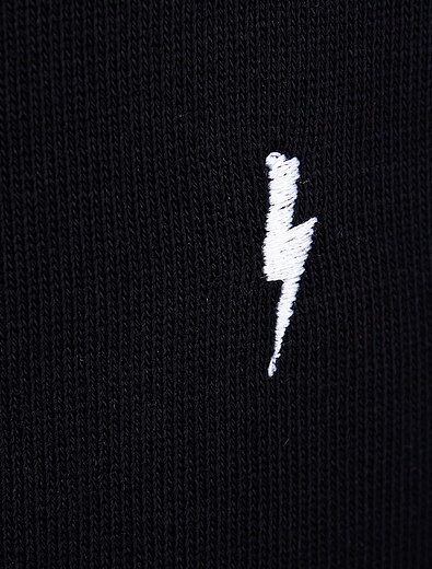 Черные хлопковые шорты с принтом молния NEIL BARRETT KIDS - 1411119870092 - Фото 2