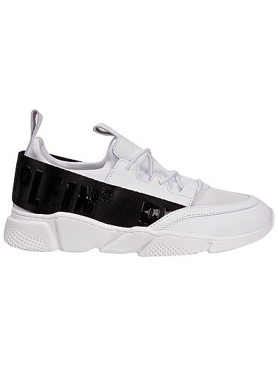Белые кроссовки из натуральной кожи с черными вставками Philipp Plein - 2101219970042 - Фото 3