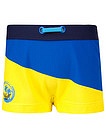 Желто-синие плавки боксеры с принтом логотипа - 0872519670018