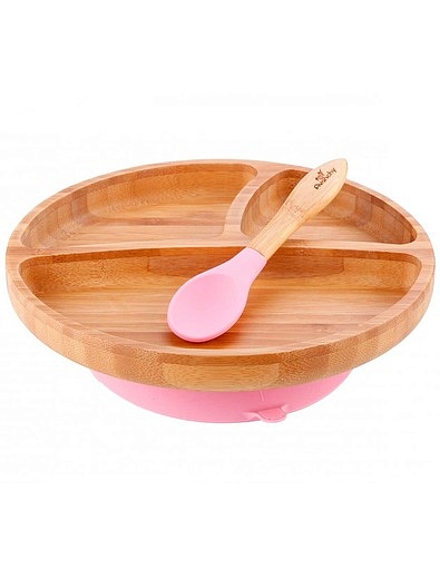 Бамбуковая тарелка Toddler + ложка (Pink) AVANCHY - 2294520080095 - Фото 1