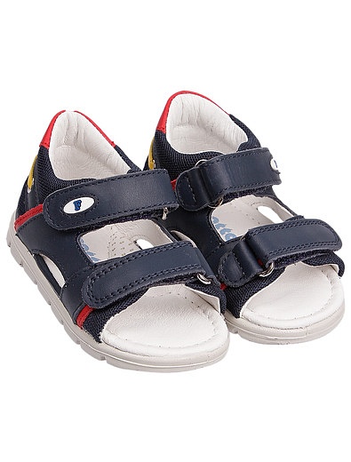 Синие кожаные сандалии на липучках Falcotto - 2074519270016 - Фото 1