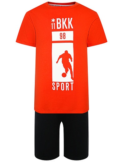 Комплект из оранжевой футболки и шорт Bikkembergs - 3024519371649 - Фото 1