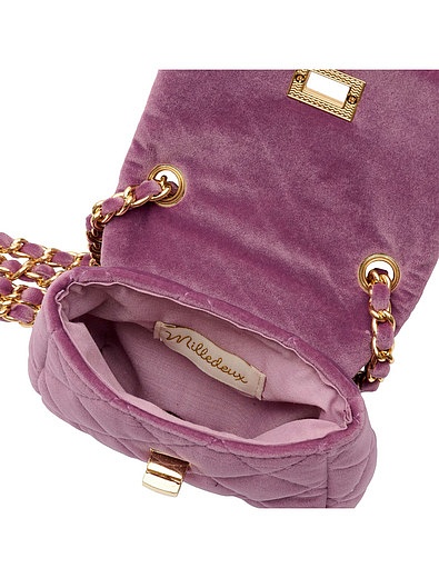 Фиолетовая сумка из бархата Milledeux - 1204500370079 - Фото 4