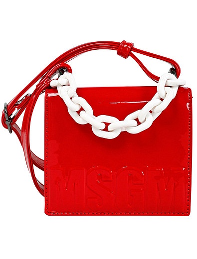 Красная лаковая сумка с крупной цепочкой MSGM - 1204508180472 - Фото 1