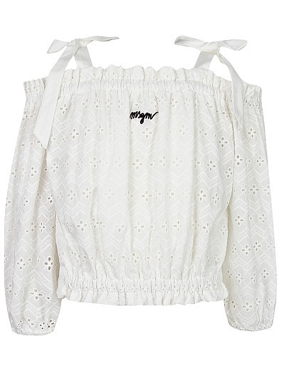 Ажурная хлопковая блуза MSGM - 1034509370011 - Фото 1
