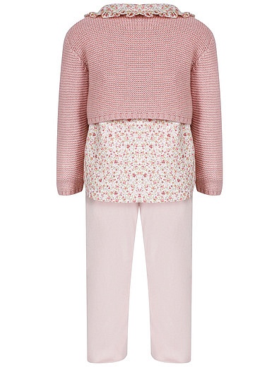 Розовый комплект из кардигана, блузы и брюк Aletta - 3034509281018 - Фото 2