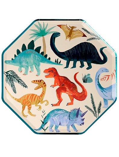 Набор одноразовых тарелок с динозаврами 8 шт. Meri Meri - 2294520170116 - Фото 1