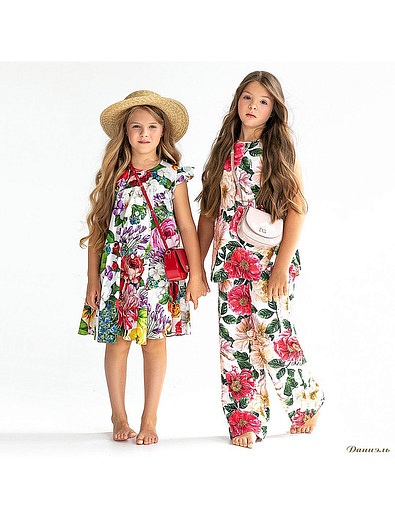 Прямые брюки с цветочным принтом Dolce & Gabbana - 1084509170135 - Фото 3