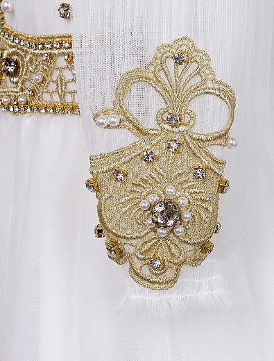 Платье в пол с длинным рукавом, расшитое золотыми нитями с бусинами Lesy - 1054609085479 - Фото 2