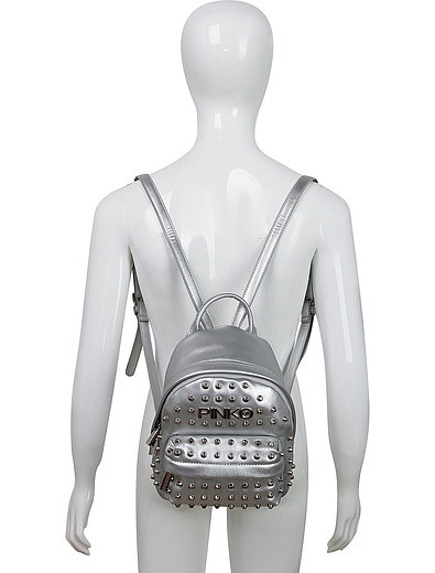 Серебристый рюкзак с шипами Pinko - 1504508170061 - Фото 2