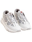 Белые кроссовки с текстильными вставками - 2104529370014
