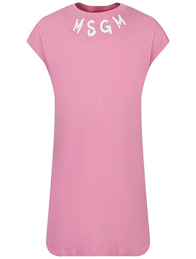 Хлопковое розовое платье MSGM - 1054509370064 - Фото 1
