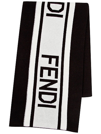 Черно-белый шарф с логотипом Fendi - 1224518080043 - Фото 1