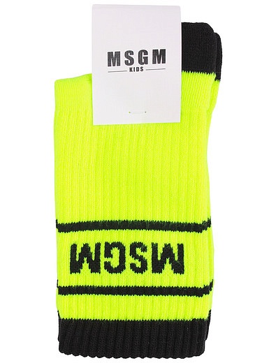 Желтые носки с черным логотипом MSGM - 1534529180145 - Фото 1