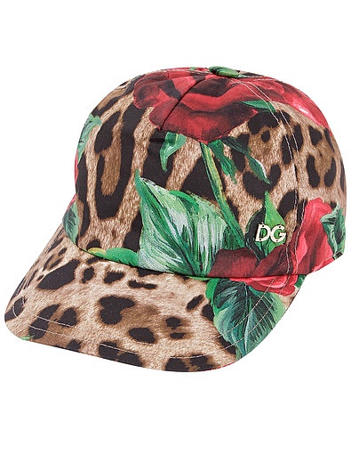 Леопардовая кепка с розами Dolce & Gabbana - 1187709970045 - Фото 1
