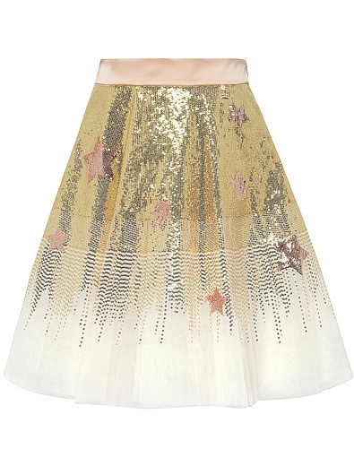 Золотистая юбка с пайетками ELISABETTA FRANCHI - 1040109780037 - Фото 1