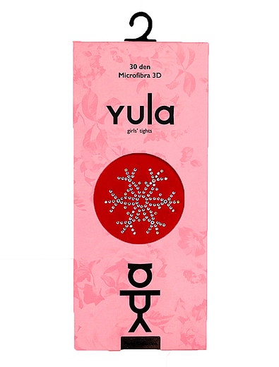 Красные эластичные колготка со снежинкой из страз 30 den YULA - 1294500271292 - Фото 1