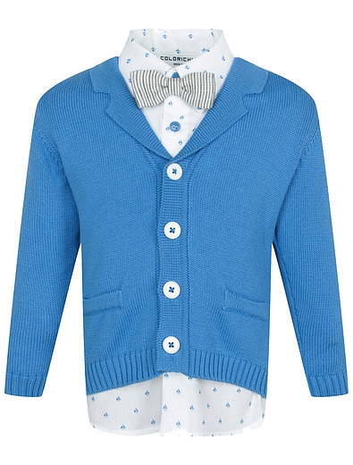 Комплект из голубого кардигана, рубашки, брюк и бабочки Colorichiari - 3044519370503 - Фото 6