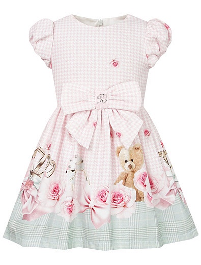 Хлопковое платье с принтом мишки Balloon Chic - 1054709182313 - Фото 1